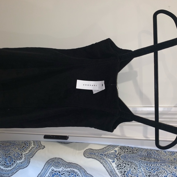 TOPSHOP: Black Corduroy Dress with Front Zipper - Picture 4 of 5
